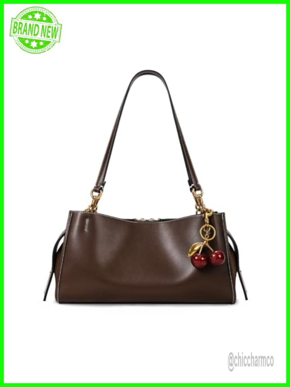 PU Leather Medium Shoulder Bag Tote Satchel Cherry Pendant Women